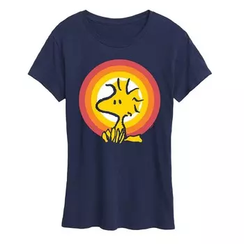 Женская футболка с рисунком Peanuts Woodstock Sunset Licensed Character, темно-синий