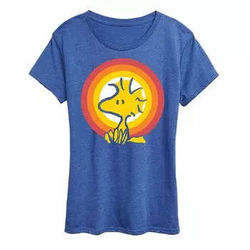 Женская футболка с рисунком Peanuts Woodstock Sunset Licensed Character, цвет Heather Royal Blue