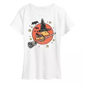 Женская футболка с рисунком Peanuts Woodstock Witch Licensed Character, белый