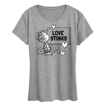 Женская футболка с рисунком «Peaths Pig Pen Love Stinks» Licensed Character, серый