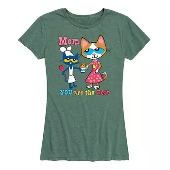 Женская футболка с рисунком Pete the Cat The Best Mom Licensed Character, цвет Heather Green