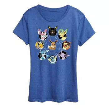 Женская футболка с рисунком Pokemon Eevee Evolution Licensed Character, цвет Heather Royal Blue