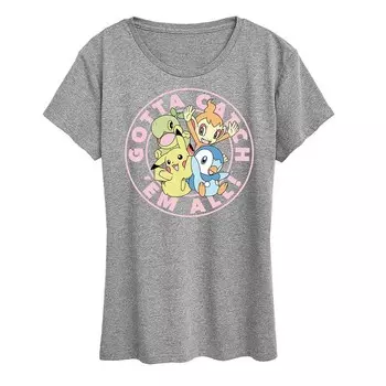 Женская футболка с рисунком Pokemon Gotta Catch 'Em All Licensed Character, цвет Heather Gray