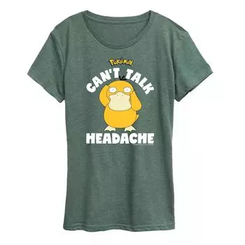 Женская футболка с рисунком Pokemon Psyduck «Не могу говорить о головной боли» Licensed Character