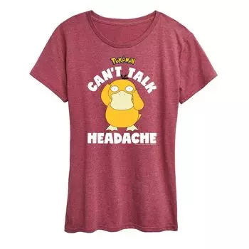 Женская футболка с рисунком Pokemon Psyduck «Не могу говорить о головной боли» Licensed Character