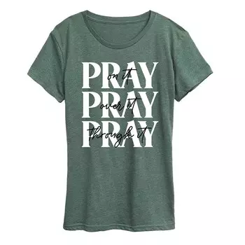 Женская футболка с рисунком Pray On It Licensed Character, цвет Heather Juniper