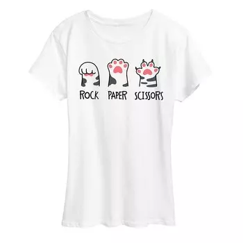 Женская футболка с рисунком Rock Paper Claws Licensed Character, белый
