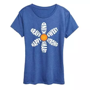 Женская футболка с рисунком ромашки и ободряющими словами Licensed Character, цвет Heather Royal Blue