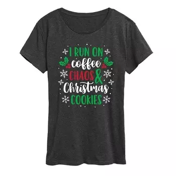 Женская футболка с рисунком «Рождественское печенье» Coffee Chaos Licensed Character, цвет Heather Charcoal