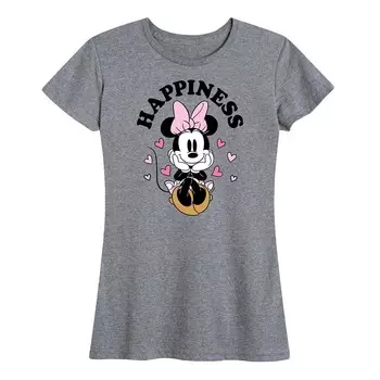 Женская футболка с рисунком счастья Минни Маус Disney's, цвет Heather Gray