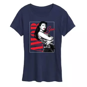 Женская футболка с рисунком Selena Quintanilla Amor Licensed Character, темно-синий