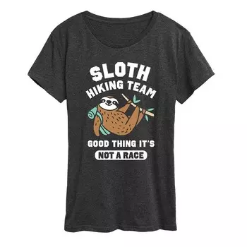 Женская футболка с рисунком Sloth Hiking Team Licensed Character, цвет Heather Charcoal