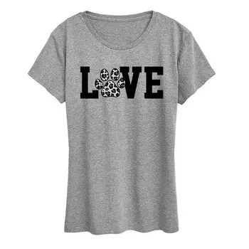 Женская футболка с рисунком снежного леопарда Love Pawprint Licensed Character, цвет Heather Gray