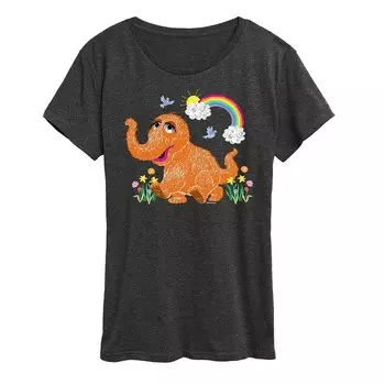 Женская футболка с рисунком Snuffleupagus «Улица Сезам» Licensed Character, цвет Heather Charcoal