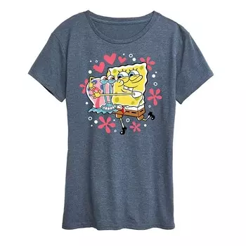 Женская футболка с рисунком Spongebob Squarepants Gary Hug Licensed Character, цвет Heather Blue
