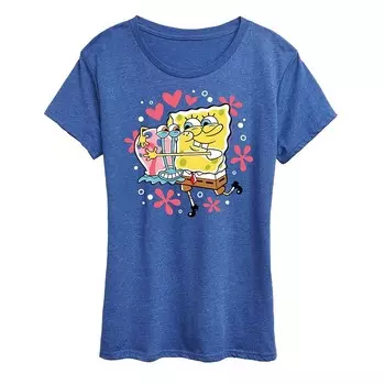 Женская футболка с рисунком Spongebob Squarepants Gary Hug Licensed Character, цвет Heather Royal Blue