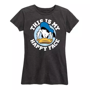Женская футболка с рисунком This Is My Happy Face Disney's Donald Duck, цвет Heather Charcoal