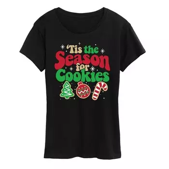 Женская футболка с рисунком Tis The Season For Cookies Licensed Character, черный