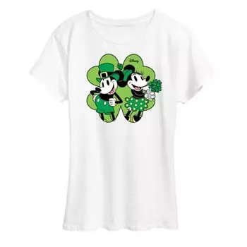 Женская футболка с рисунком трилистника Микки и Минни Маус Disney, белый