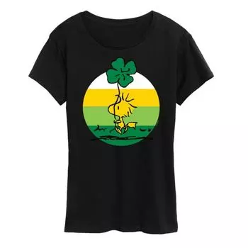 Женская футболка с рисунком трилистника «Peanuts Woodstock» Licensed Character, черный
