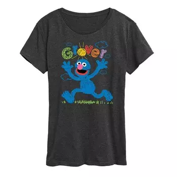 Женская футболка с рисунком «Улица Сезам» Grover Licensed Character, цвет Heather Charcoal