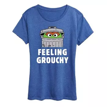 Женская футболка с рисунком «Улица Сезам» с рисунком Grouchy Licensed Character, цвет Heather Royal Blue