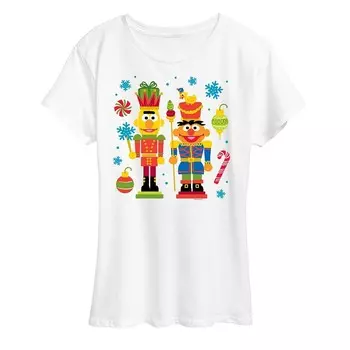 Женская футболка с рисунком «Улица Сезам» Щелкунчики Licensed Character, белый