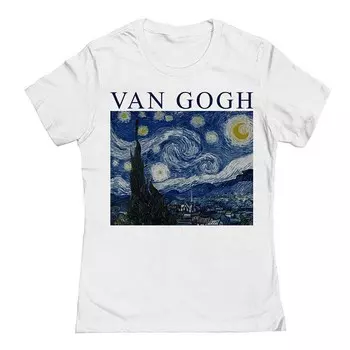Женская футболка с рисунком Van Goghstarry Night Junior's Licensed Character, белый