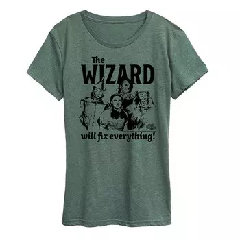 Женская футболка с рисунком «Волшебник страны Оз» The Wizard Licensed Character, цвет Heather Green
