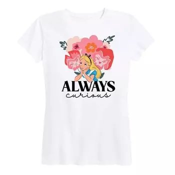 Женская футболка с рисунком «Всегда любопытно» Disney's «Алиса в стране чудес», белый