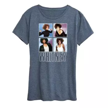 Женская футболка с рисунком в сетку Whitney Houston Licensed Character, цвет Heather Blue