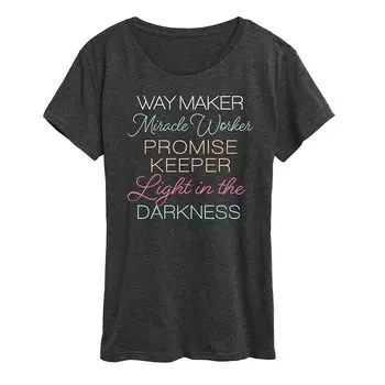 Женская футболка с рисунком Way Maker Licensed Character, цвет Heather Charcoal