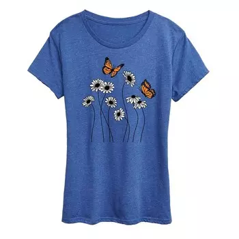 Женская футболка с рисунком Wildflower Garden Licensed Character, цвет Heather Royal Blue