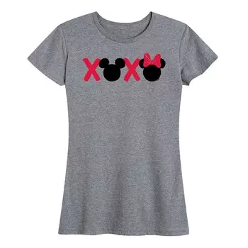 Женская футболка с рисунком XOXO Disney's Mickey & Minnie Mouse, цвет Heather Gray