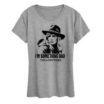 Женская футболка с рисунком Yellowstone I'm Something Bad Licensed Character, цвет Heather Gray