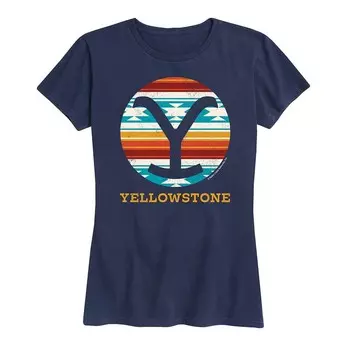Женская футболка с рисунком Yellowstone Western Blanket Licensed Character, темно-синий