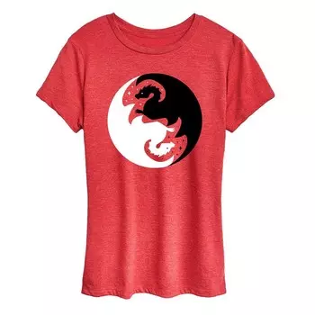 Женская футболка с рисунком Yin Yang Dragons Licensed Character, цвет Heather Red