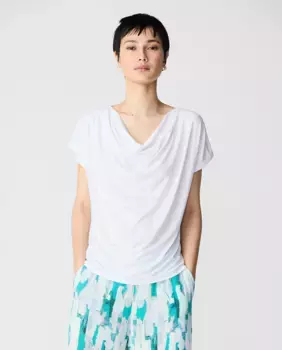 Женская футболка с романтичной горловиной и коротким рукавом Escorpion, белый