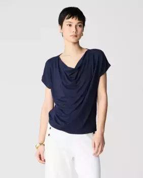 Женская футболка с романтичной горловиной и коротким рукавом Escorpion, тёмно-синий