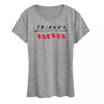 Женская футболка с рождественскими чулками и рисунком Friends Licensed Character, цвет Heather Grey