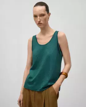 Женская футболка с рукавами с проймой из европейского льна Adolfo Dominguez, зеленый