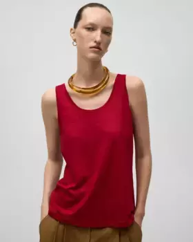 Женская футболка с рукавами с проймой из европейского льна Adolfo Dominguez, красный