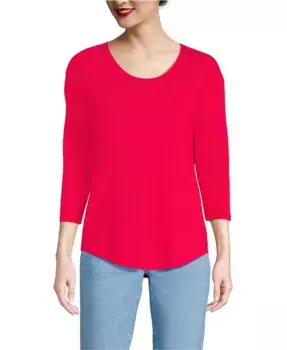 Женская футболка с рукавом 3/4 из легкого джерси Shirttail Tee Lands' End, розовый