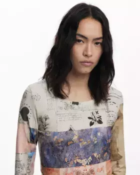 Женская футболка с рюшами Collage Desigual, мультиколор