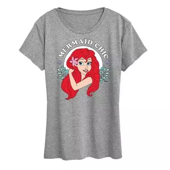 Женская футболка с шикарным рисунком русалки Disney Princess Ariel, цвет Heather Gray
