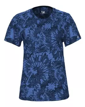 Женская футболка с трехслойной расцветкой Tie-Dyed Badger, цвет royal tie-dye