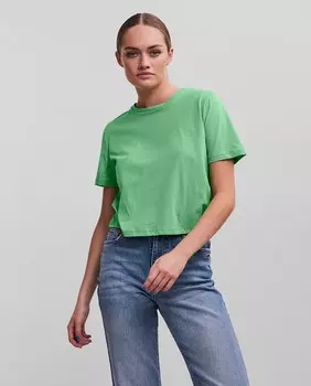 Женская футболка с укороченным топом и короткими рукавами Pieces, зеленый