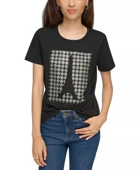 Женская футболка с узором «гусиные лапки» «Эйфелева башня» KARL LAGERFELD PARIS, черный