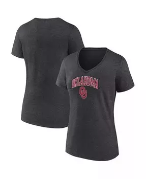 Женская футболка с v-образным вырезом цвета «Heather Charcoal» Oklahoma owners Evergreen Campus Fanatics, серый
