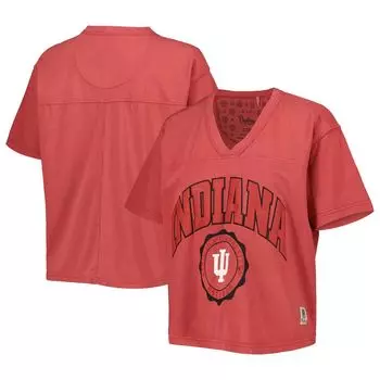 Женская футболка с v-образным вырезом длиной до талии и прессбоксом Crimson Indiana Hoosiers Sycamore Edith